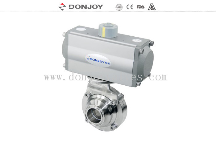 DN50 Horizontal Actuator Pneumatic  butterfly ball valve  with clamped connection